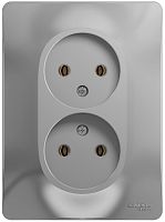 Розетка без заземления Systeme Electric Glossa 1-м. 2 мод. алюминий картинка